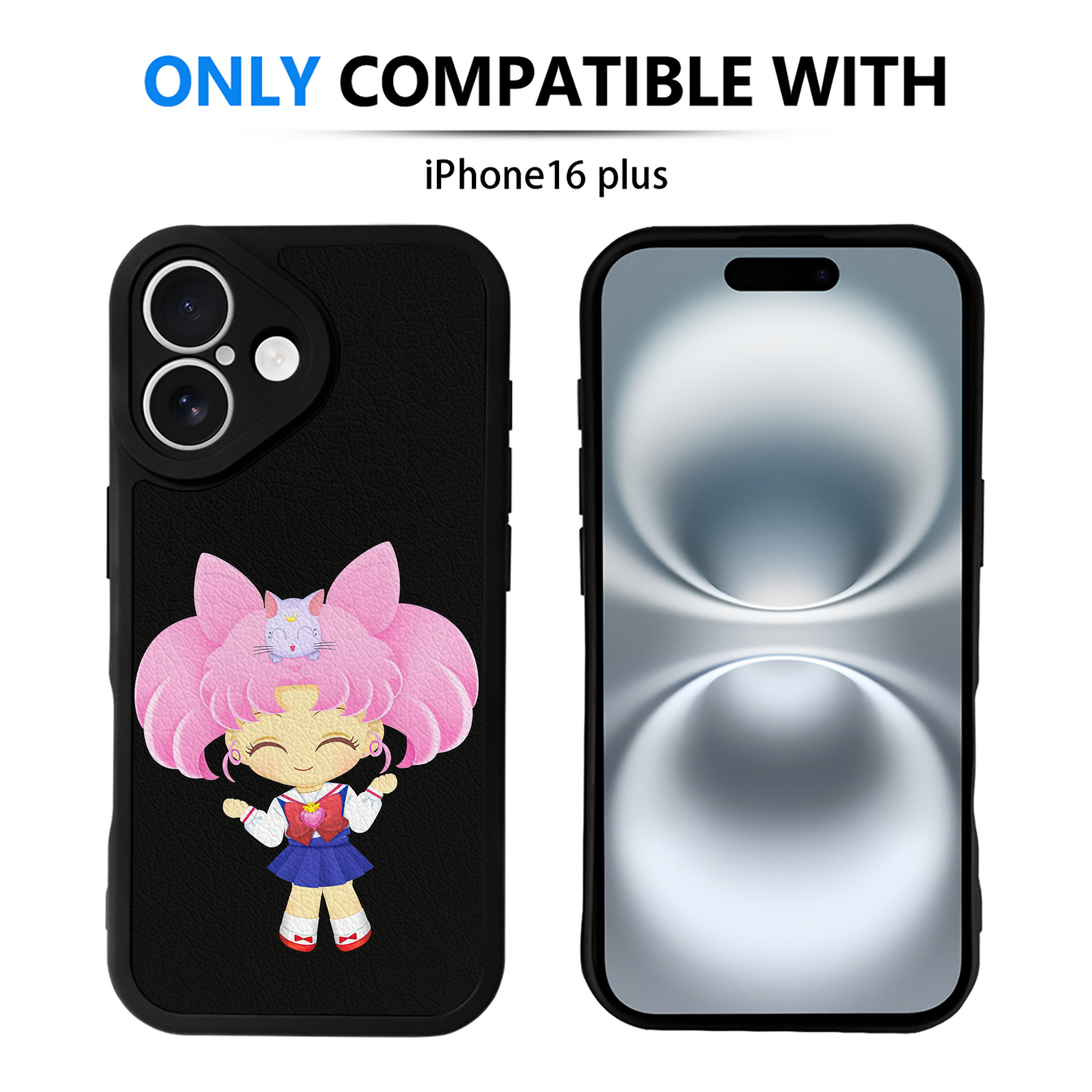 （画像用） 美少女戦士セーラームーン ちびうさ Sailor Moon Chibiusa Tsukino Usagi Small Lady Serenity 【iPhone 16シリーズ対応】シリコンスマホケース（レザー調） 材質：シリコン